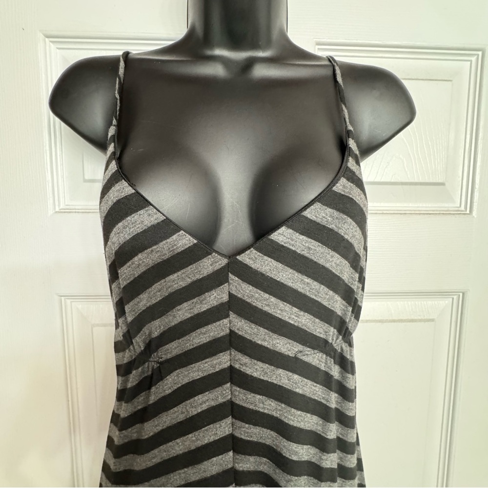Chic Black and Gray Striped Dress